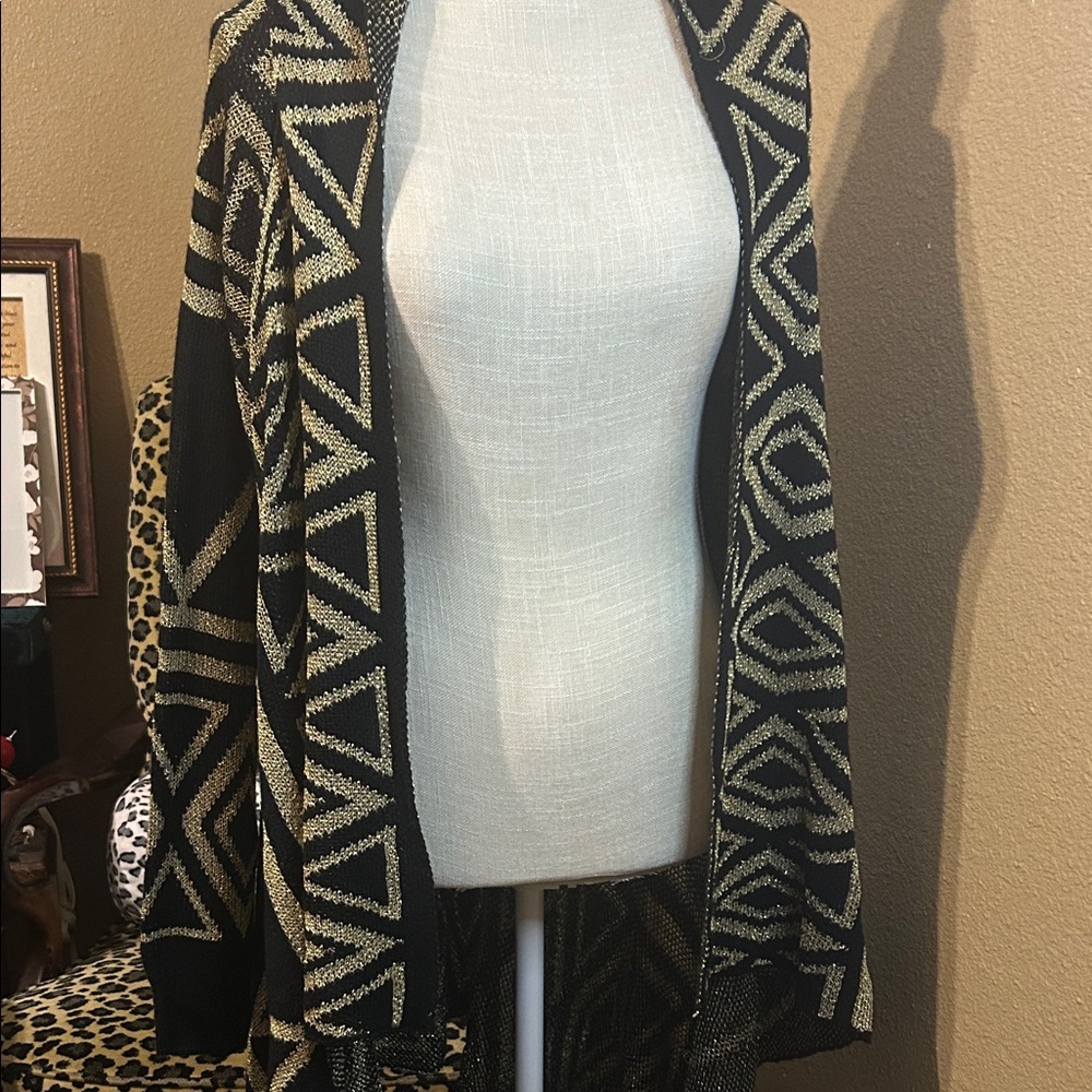 i jeans by Buffalo Black and Gold Patterned Cardigan